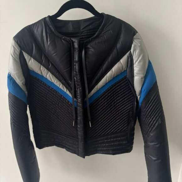 Louis Vuitton Women's Short Down Jacket, Size 38, Black/Silver/Blue, Worn Once